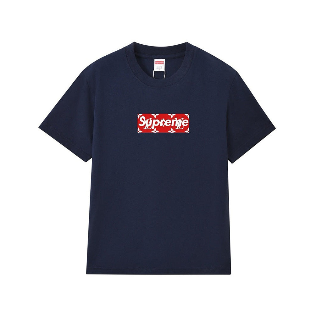 款号M307#p40💰 SUP 超级我 至高无上 老花box logo 短袖 tee 爆款 情侣 男女同款 宽松版型 采用260克精梳棉双纱 从面料到辅料全部三标齐全跟足ZP 进口松井公司浆料印花绝 - view 1