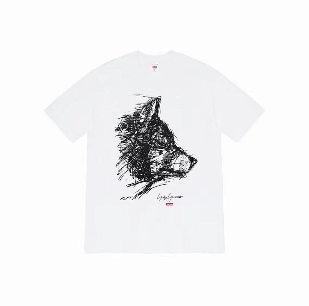 款号M339#p40💰 Supreme Week 4 Supreme x Yohji Yamamoto 山本耀司 联名款 狼头素描短袖美式潮流T恤 男女同款 宽松版型 采用260克精梳棉双纱 从面 - view 4