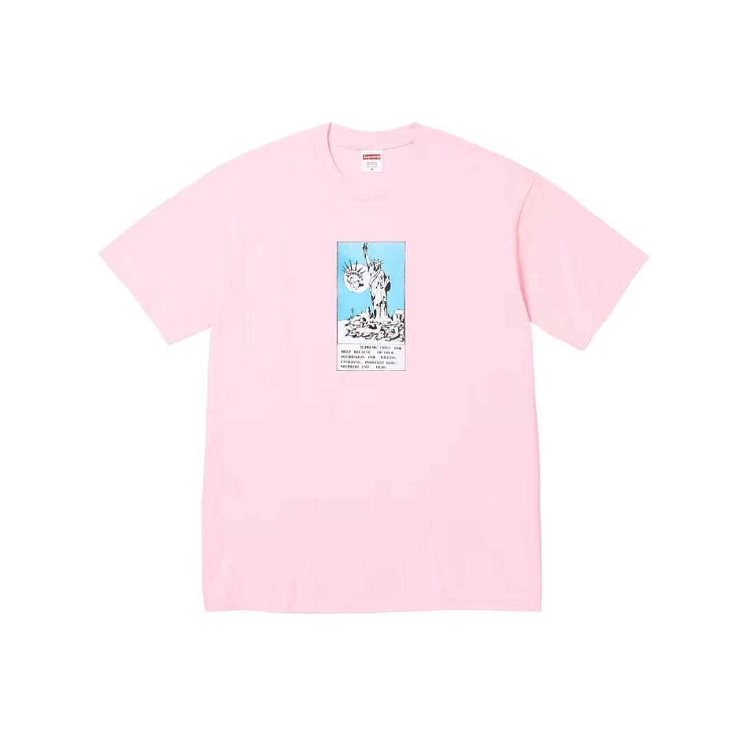 款号M439#p40💰 Supreme FW24 WEEK1 Liberty Tee 棉质印花图案圆领短袖美式潮流T恤 男女同款 宽松版型 采用260克双纱纯棉 圆筒 从面料到辅料全部三标齐全跟足 - view 4
