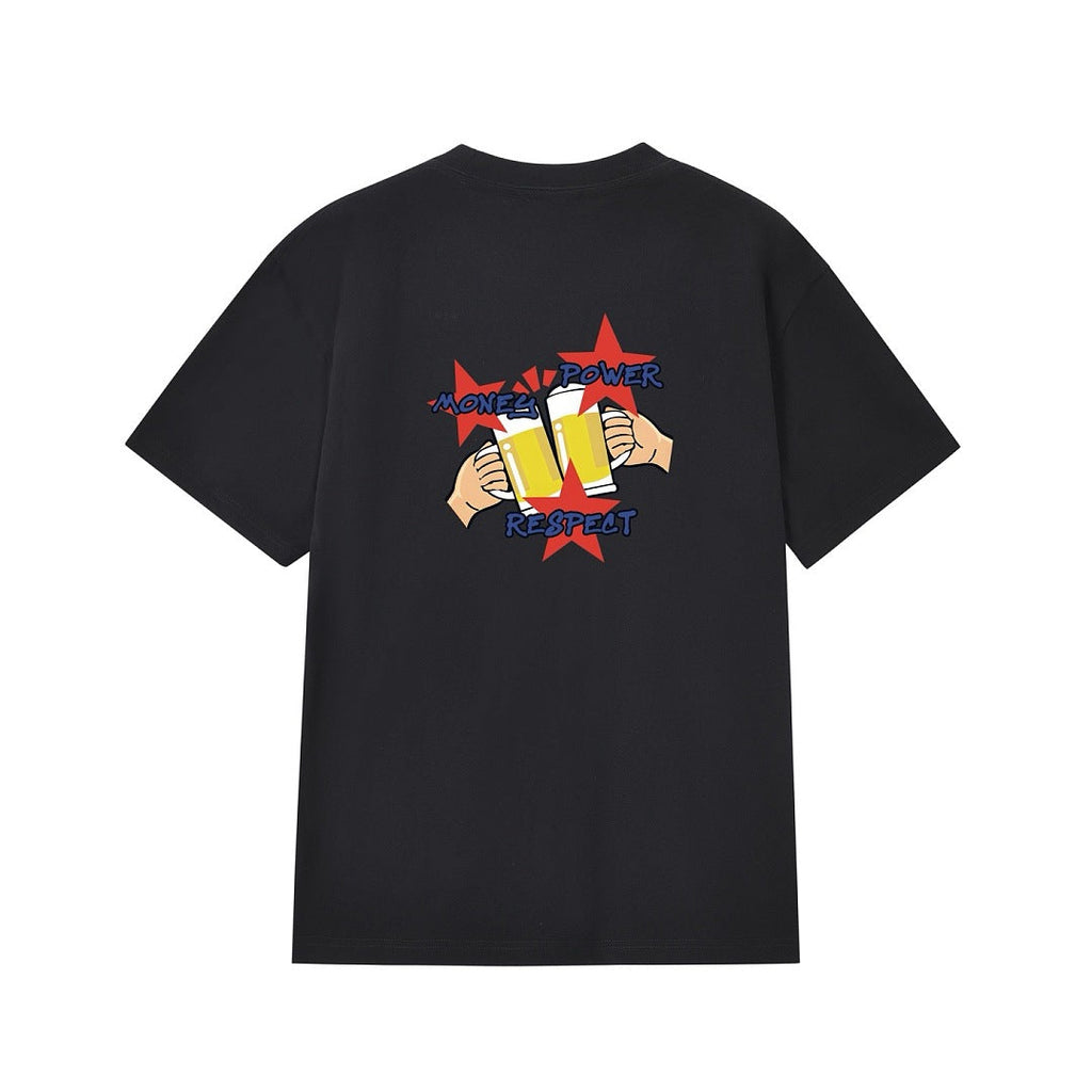 款号M454#p40💰 Supreme FW19 Week 17 Money Power Respect Tee 卡通干杯啤酒 印花短袖美式潮流T恤 男女同款 宽松版型 采用260克双纱纯棉 圆筒 - view 1